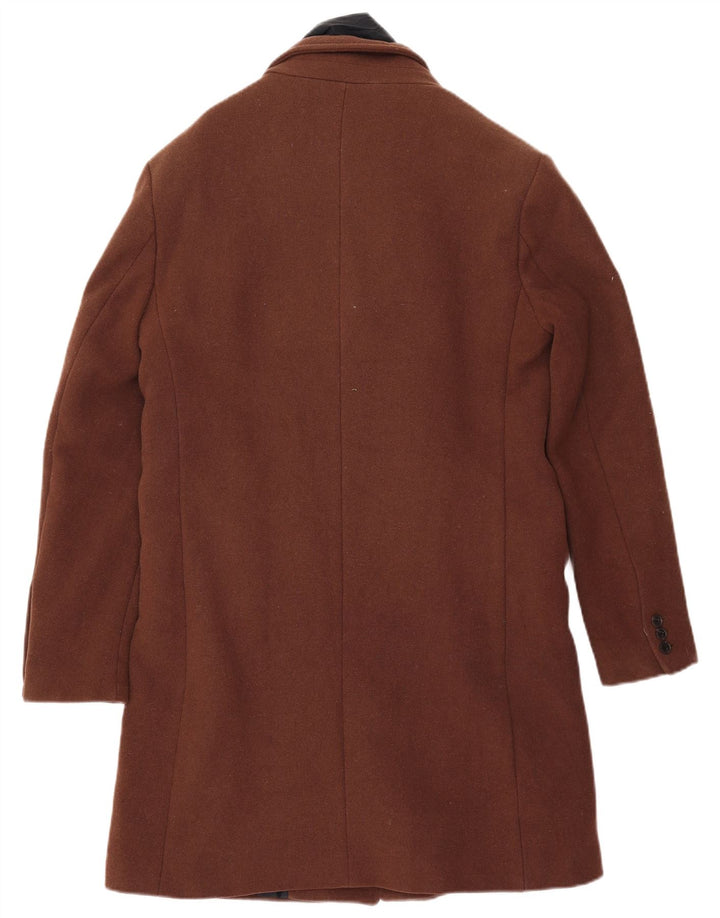 Superdry Mens Overcoat UK 40 Large Brown Wool
