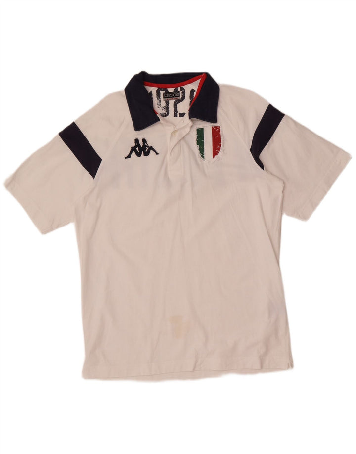 Kappa Mens Graphic Polo Shirt Large White Colourblock Cotton
