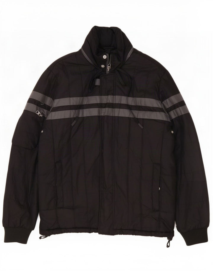 Armani Jeans Mens Padded Jacket IT 50 Large Black Striped Polyester