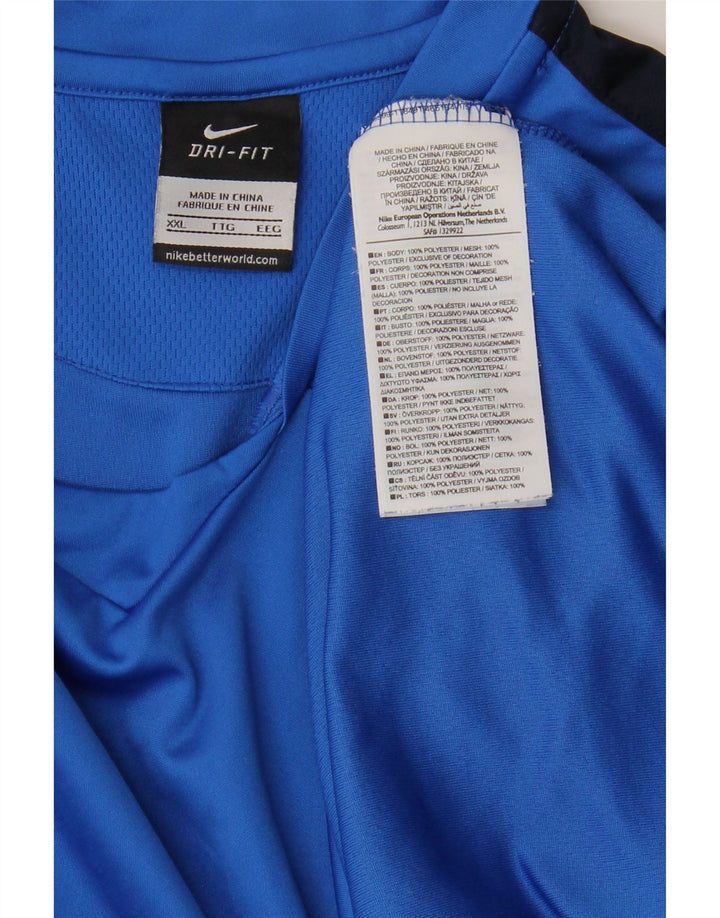 Nike Mens Dri Fit T-Shirt Top 2XL Blue Colourblock Polyester