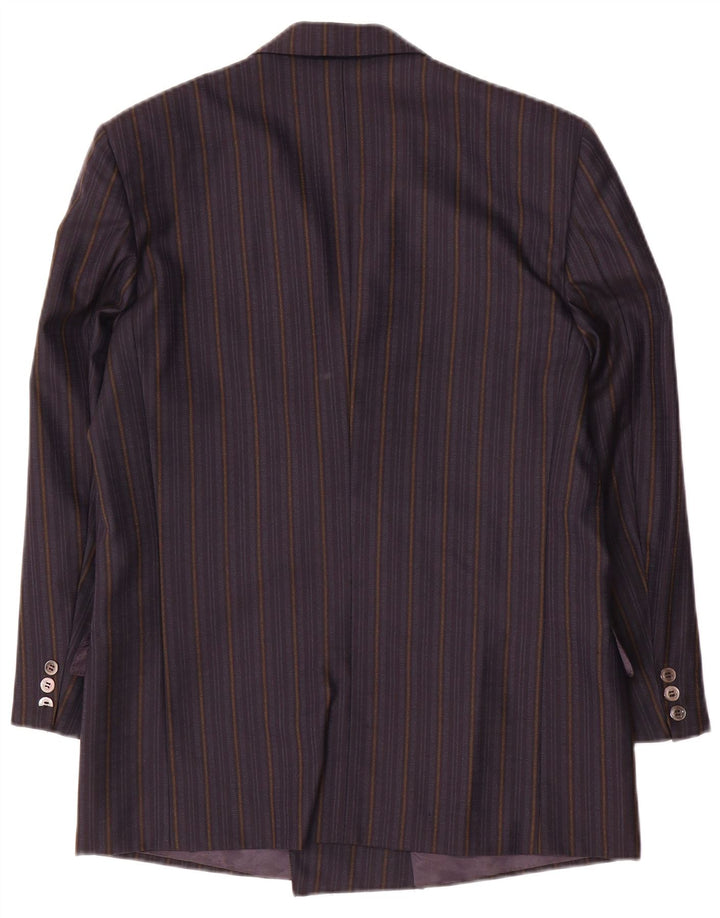 San Remo Mens Double Breasted Blazer Jacket IT 48 Medium Navy Blue Striped