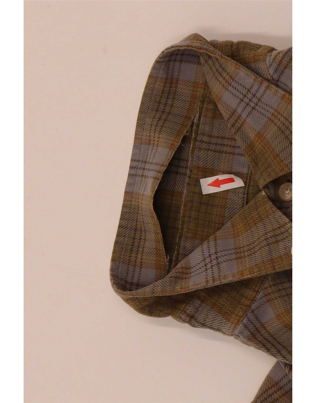 Barbour Mens Flannel Shirt Large Khaki Check Cotton