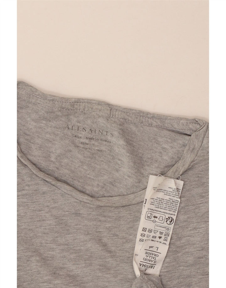 All Saints Mens Slim Fit T-Shirt Top Large Grey Cotton