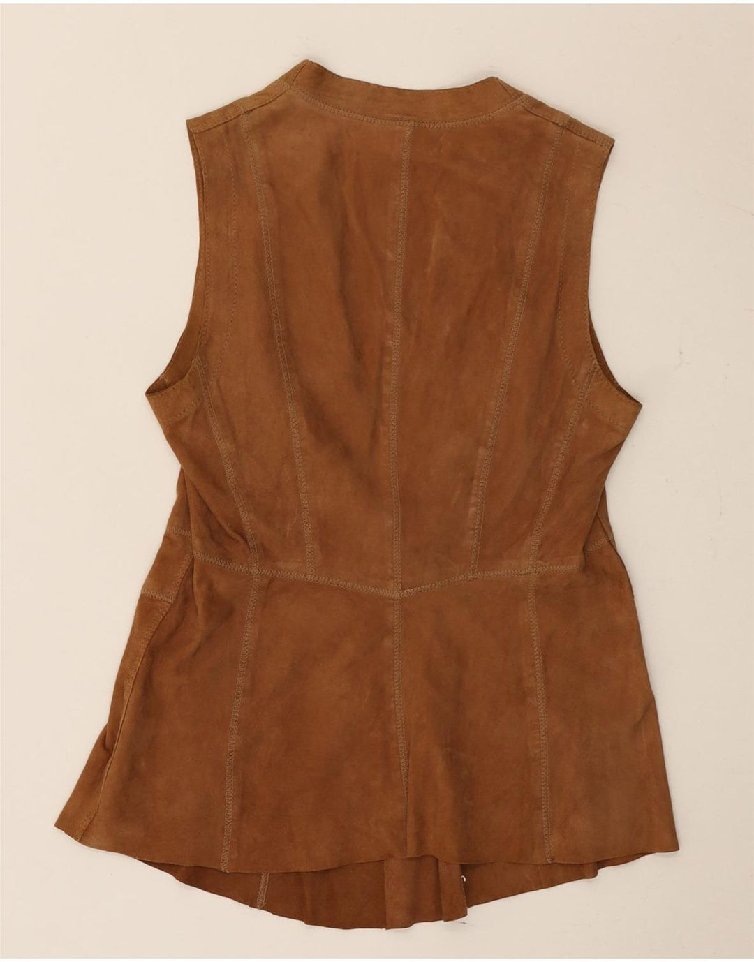Gerry Weber Womens Suede Waistcoat UK 10 Small Brown Leather