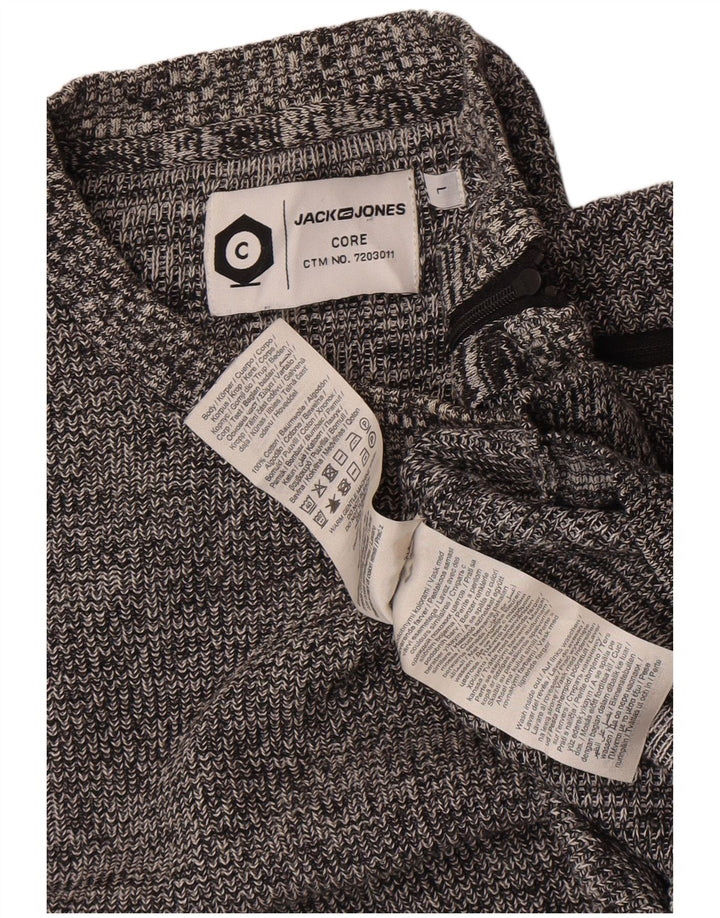 Jack & Jones Mens Crew Neck Jumper Sweater Large Grey Flecked Cotton