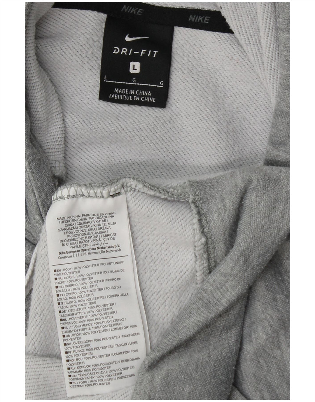 Nike Mens Dri Fit Graphic Hoodie Jumper Large Grey Flecked Polyester