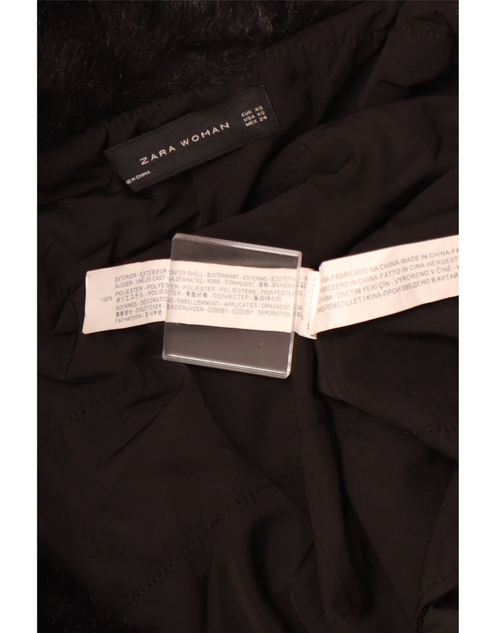 ZARA Womens Overcoat UK 6 XS Black Polyester