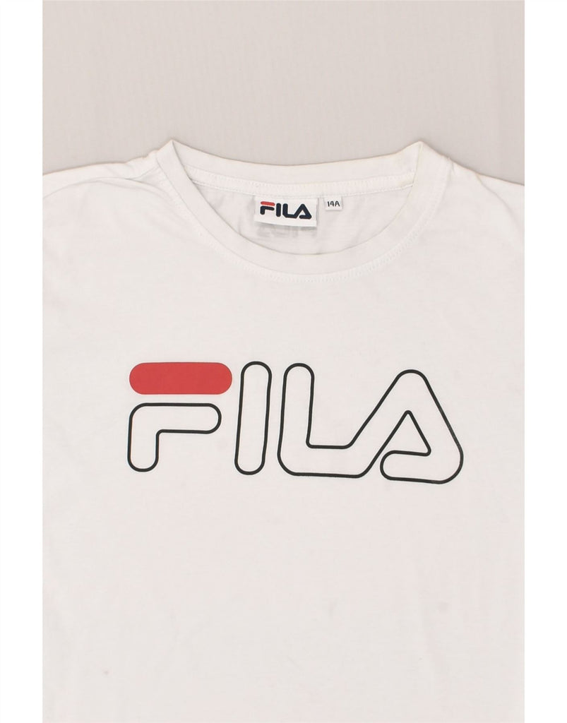 FILA Boys Graphic T-Shirt Top 13-14 Years White Cotton | Vintage Fila | Thrift | Second-Hand Fila | Used Clothing | Messina Hembry 