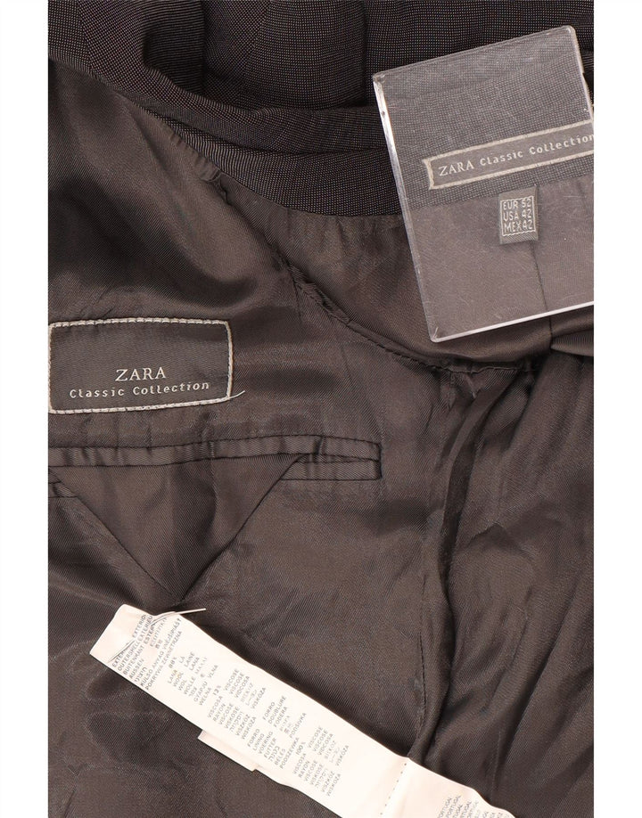 Zara Mens 3 Button Blazer Jacket EU 52 Large Grey Wool