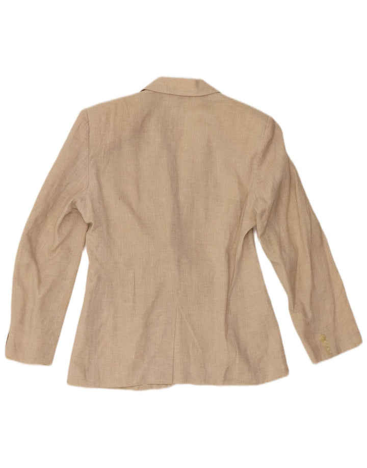 Benetton Womens 2 Button Blazer Jacket IT 40 Small Beige Linen