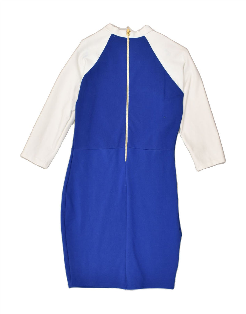 KAREN MILLEN Womens Sheath Dress UK 12 Medium  Blue Colourblock Viscose | Vintage Karen Millen | Thrift | Second-Hand Karen Millen | Used Clothing | Messina Hembry 