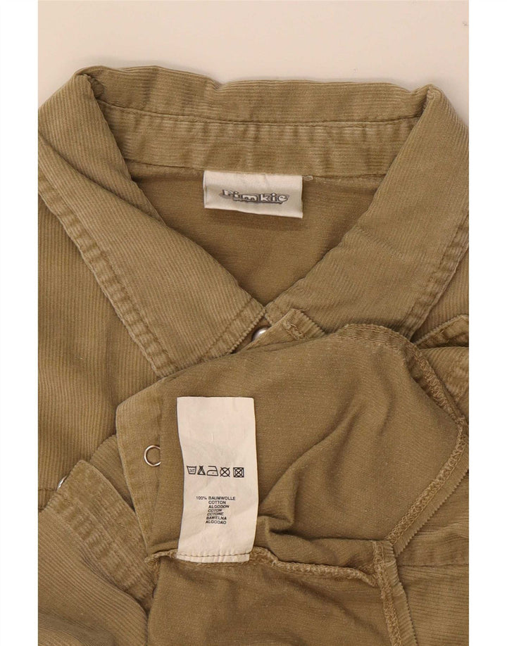 Pimkie Womens Corduroy Shirt EU 38 Medium Khaki Cotton