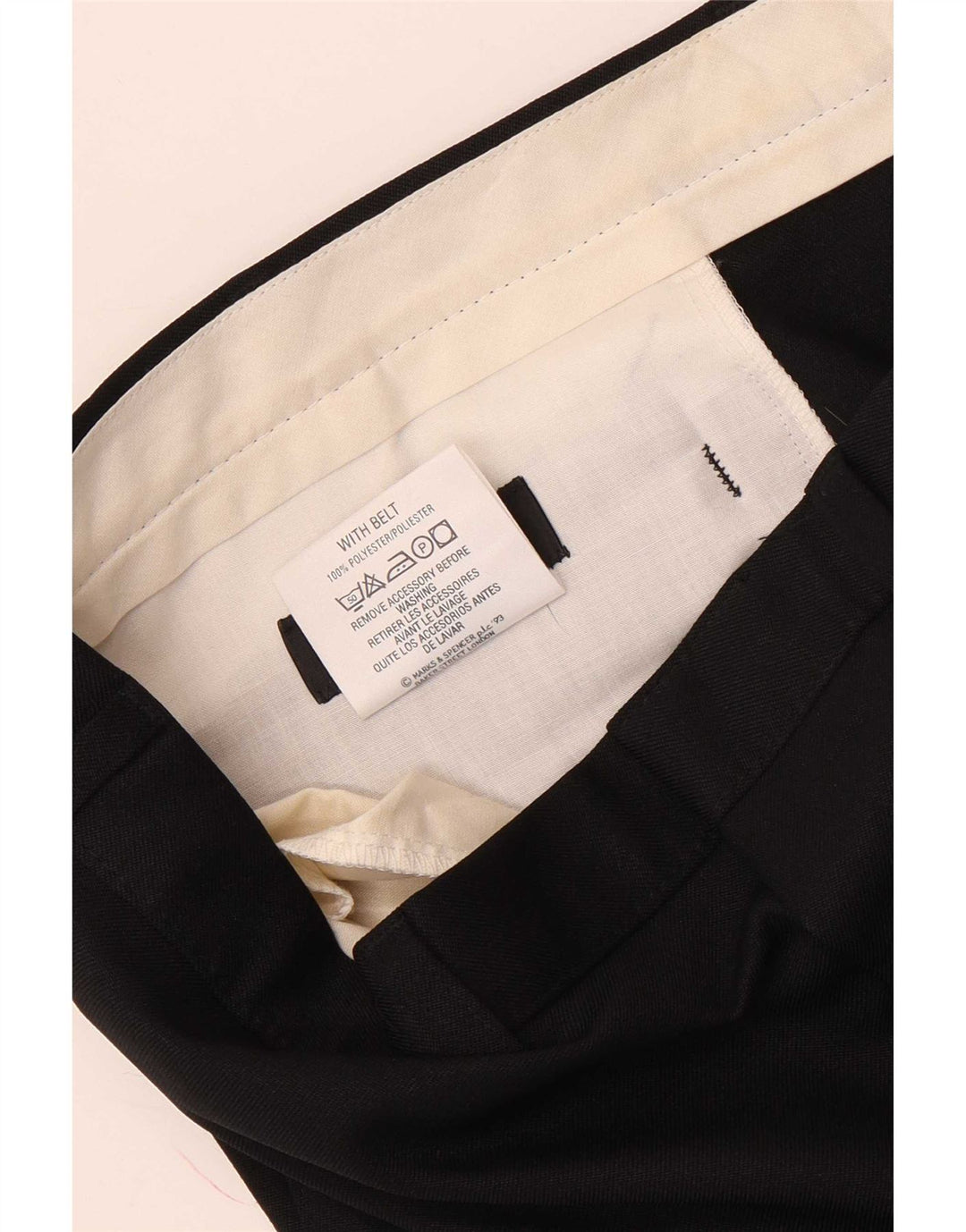 Marks & Spencer Mens Straight Chino Trousers W38 L29 Black Polyester