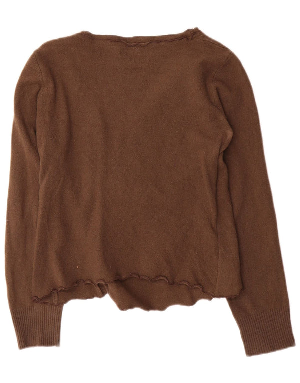 Benetton Womens Crop V-Neck Jumper Sweater UK 10 Small Brown