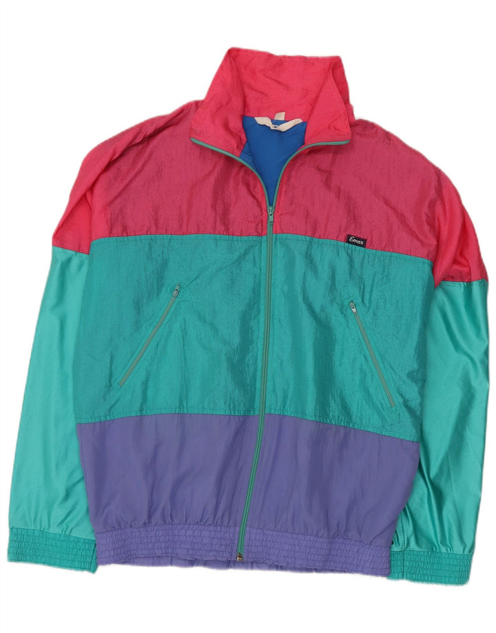 VINTAGE Mens Tracksuit Top Jacket IT 50 Medium Multicoloured Colourblock