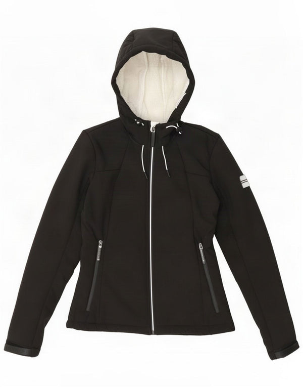 Superdry Womens Hooded Windbreaker Jacket UK 10 Small Black Polyester