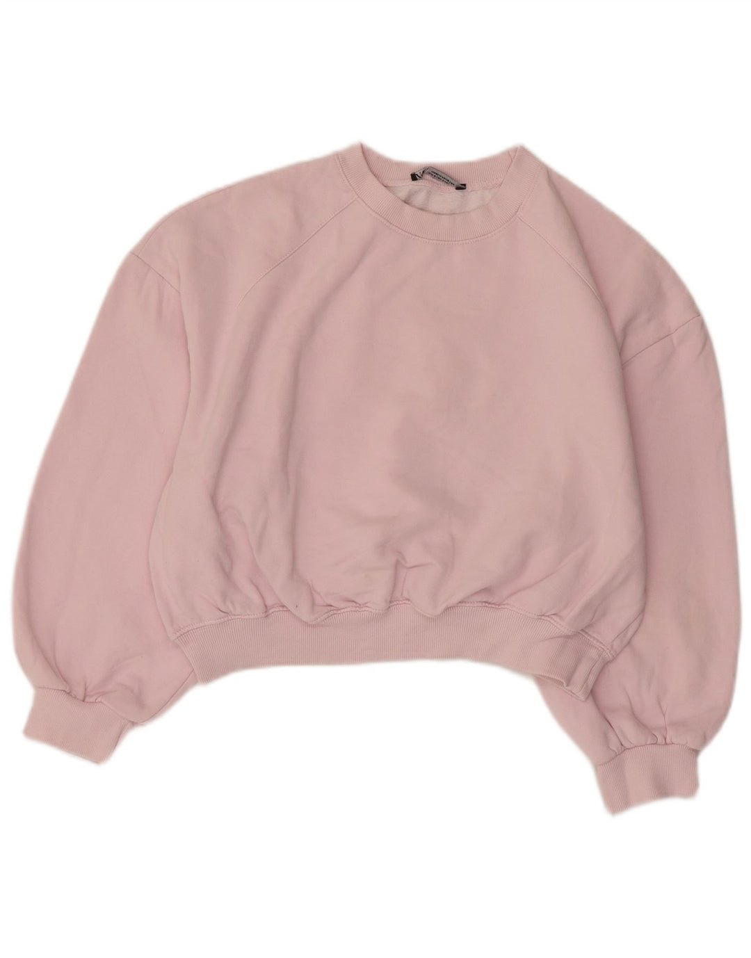 Zara Womens Oversized Crop 3/4 Sleeve Sweatshirt Jumper UK 10 Small Pink