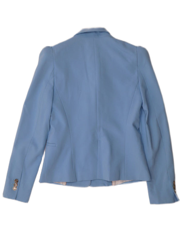 Zara Womens 1 Button Blazer Jacket UK 10 Small Blue Polyester