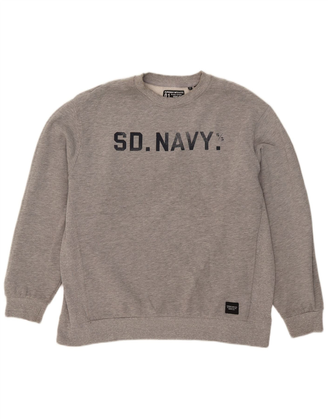 Superdry Womens Graphic Oversized Sweatshirt Jumper UK 14 Large Grey Cotton