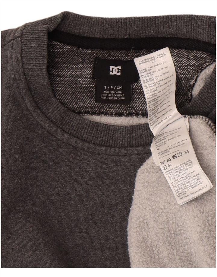 DC Mens Sweatshirt Jumper Small Grey Colourblock Cotton