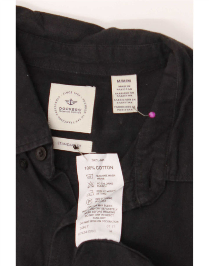 Dockers Mens Standard Fit Shirt Medium Black Cotton