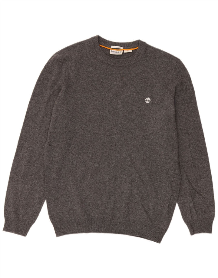 Timberland Mens Crew Neck Jumper Sweater Medium Grey Wool