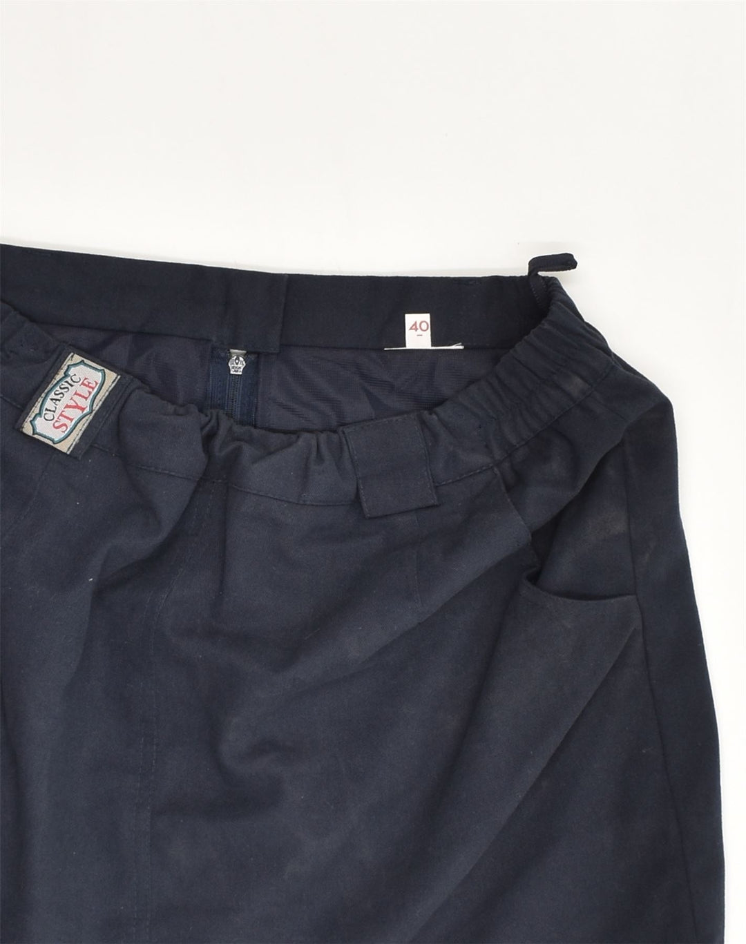 VINTAGE Womens Mini Skirt EU 40 Medium W30  Navy Blue Cotton | Vintage Vintage | Thrift | Second-Hand Vintage | Used Clothing | Messina Hembry 