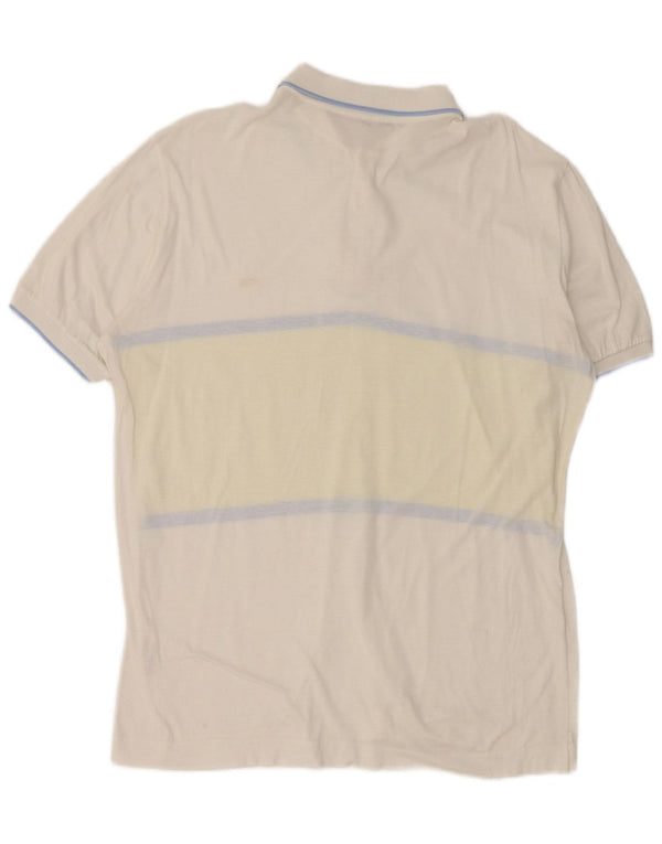 Fila Mens Polo Shirt IT 54 XL White Striped Cotton