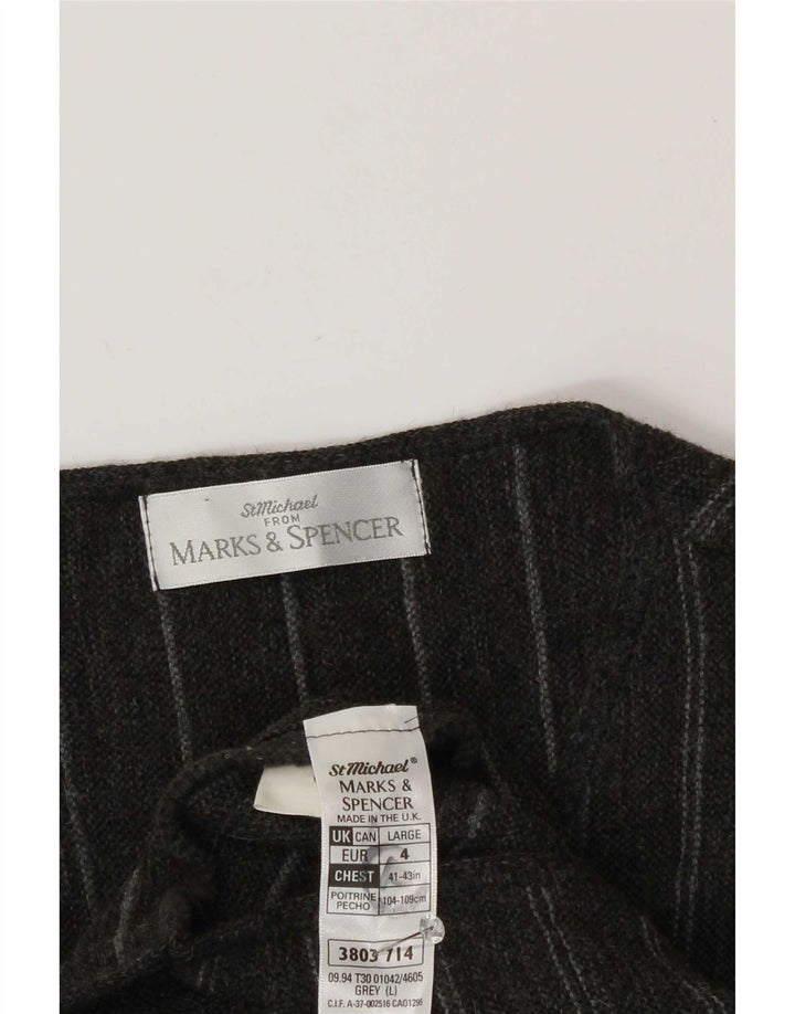 Marks & Spencer Mens St. Michael Waistcoat Large Grey Striped Acrylic