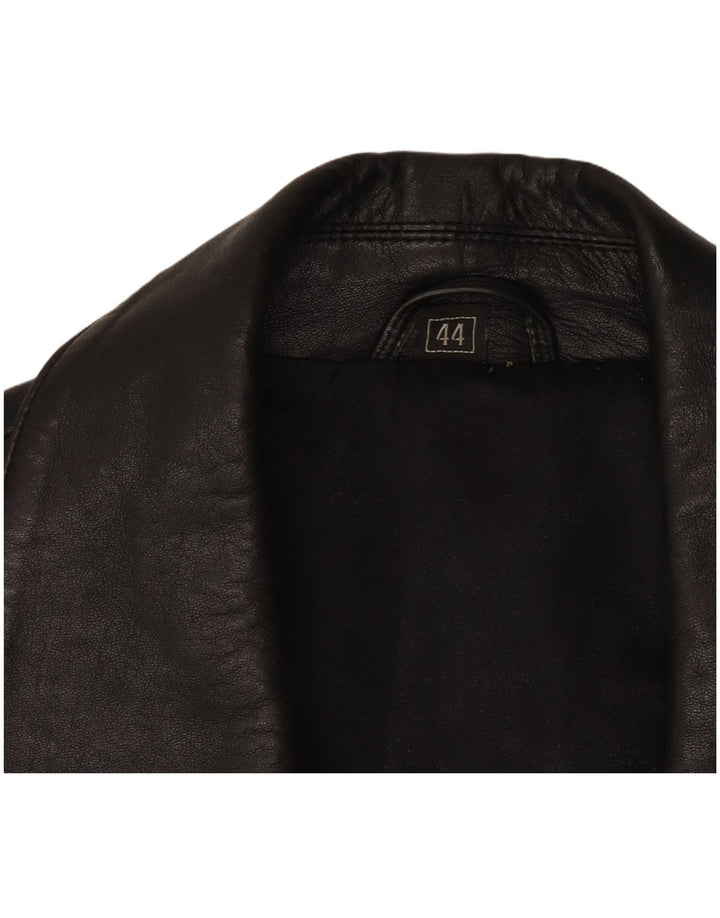 Vintage Womens Leather Coat EU 44 XL Black Leather