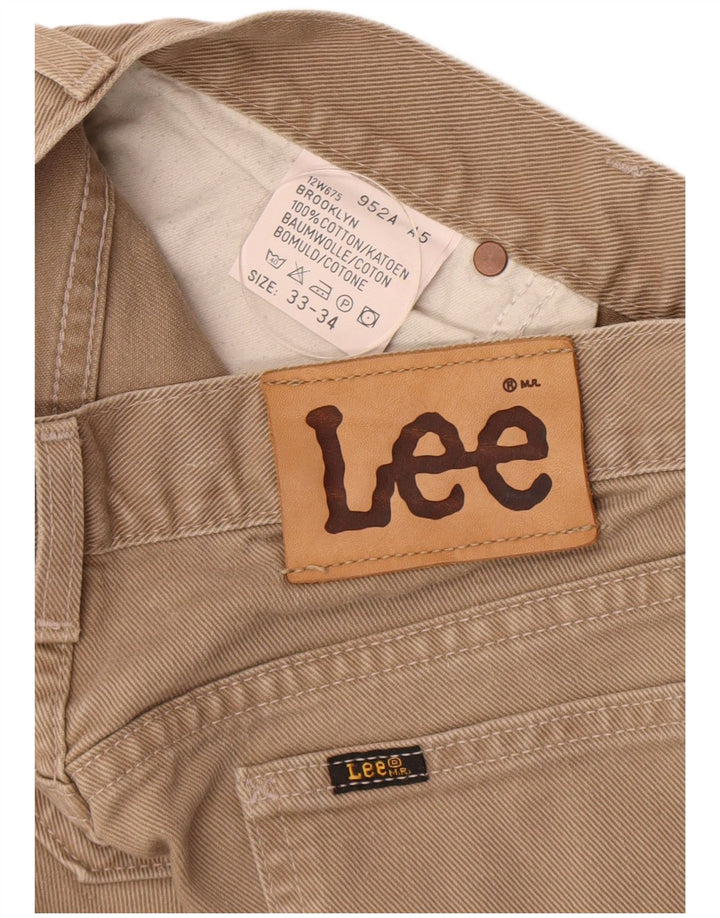 Lee Mens Brooklyn Straight Jeans W33 L34 Beige Cotton