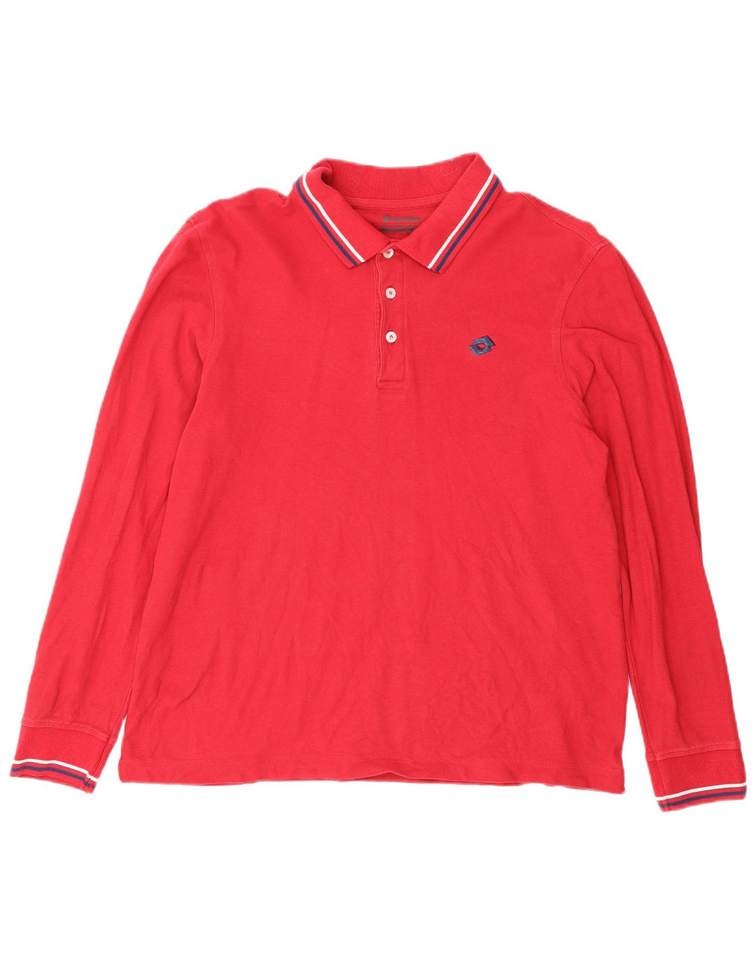 Lotto Mens Long Sleeve Polo Shirt Medium Red Cotton