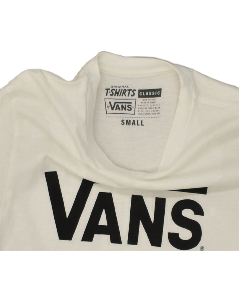 VANS Womens Graphic T-Shirt Top UK 8 Small White Cotton | Vintage Vans | Thrift | Second-Hand Vans | Used Clothing | Messina Hembry 