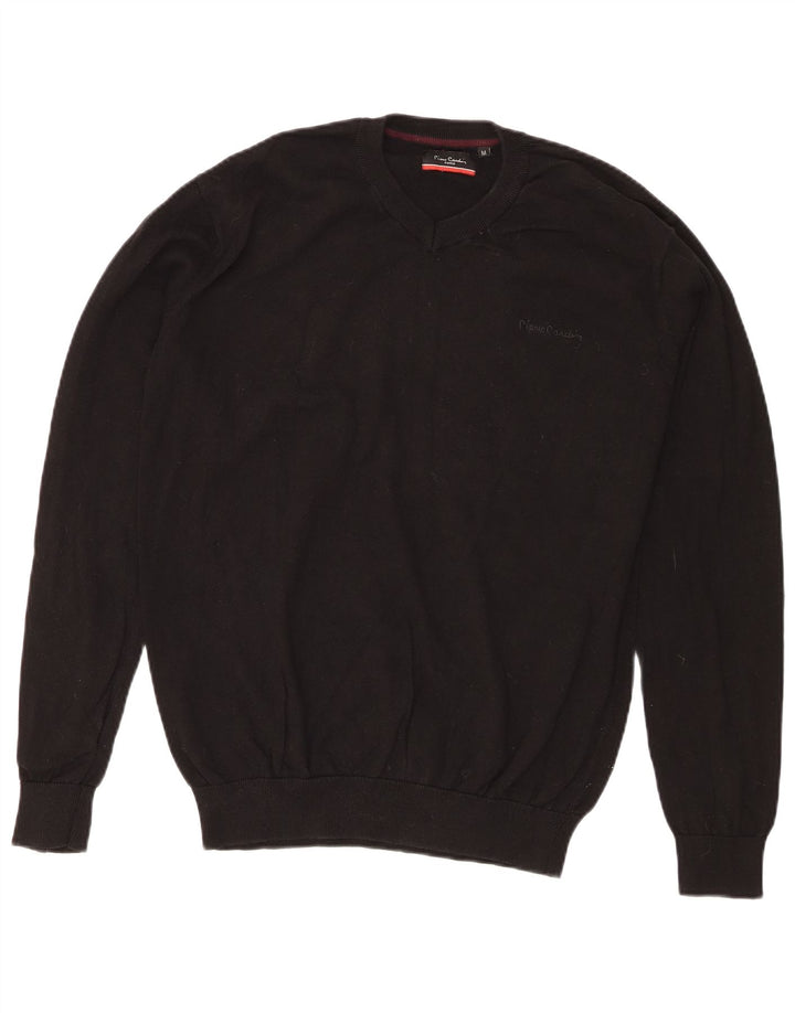 Pierre Cardin Mens Regular Fit V-Neck Jumper Sweater Medium Black Cotton