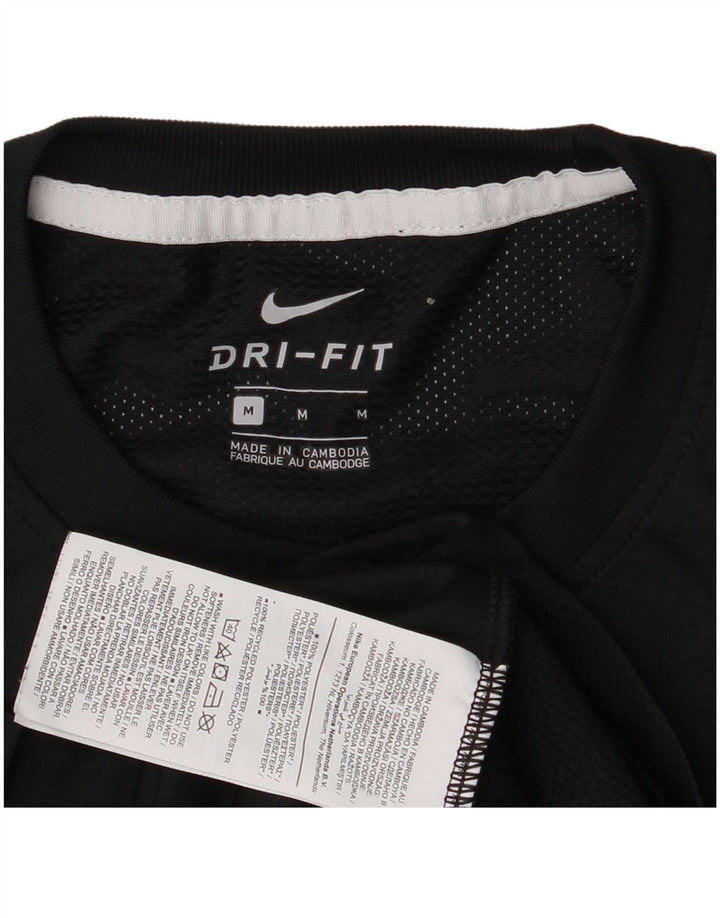 Nike Mens Dri Fit T-Shirt Top Medium Black Colourblock Polyester