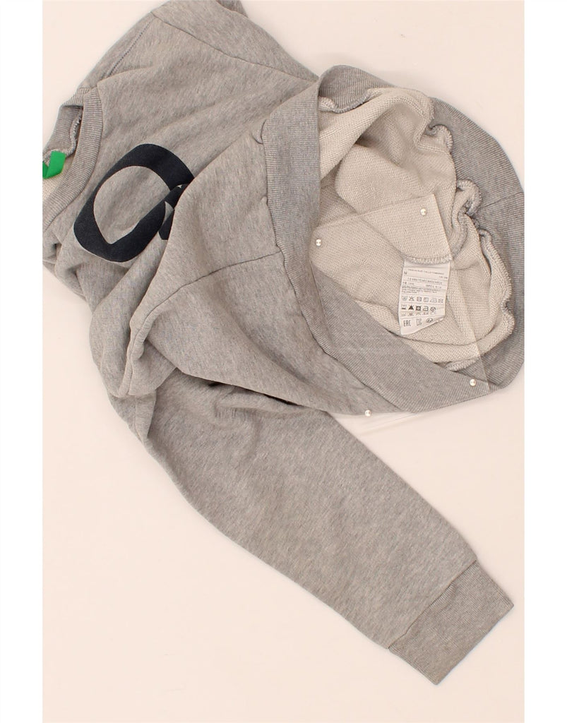BENETTON Boys Graphic Sweatshirt Jumper 7-8 Years Medium Grey Cotton Vintage Benetton and Second-Hand Benetton from Messina Hembry 