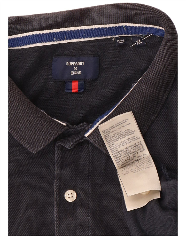 Superdry Mens Polo Shirt XL Navy Blue Cotton