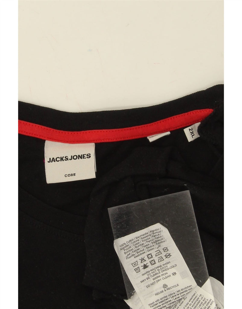 JACK & JONES Mens T-Shirt Top 2XL Black Cotton Vintage Jack & Jones and Second-Hand Jack & Jones from Messina Hembry 