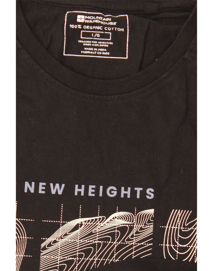 MOUNTAIN WAREHOUSE Mens Graphic T-Shirt Top Large Black Cotton