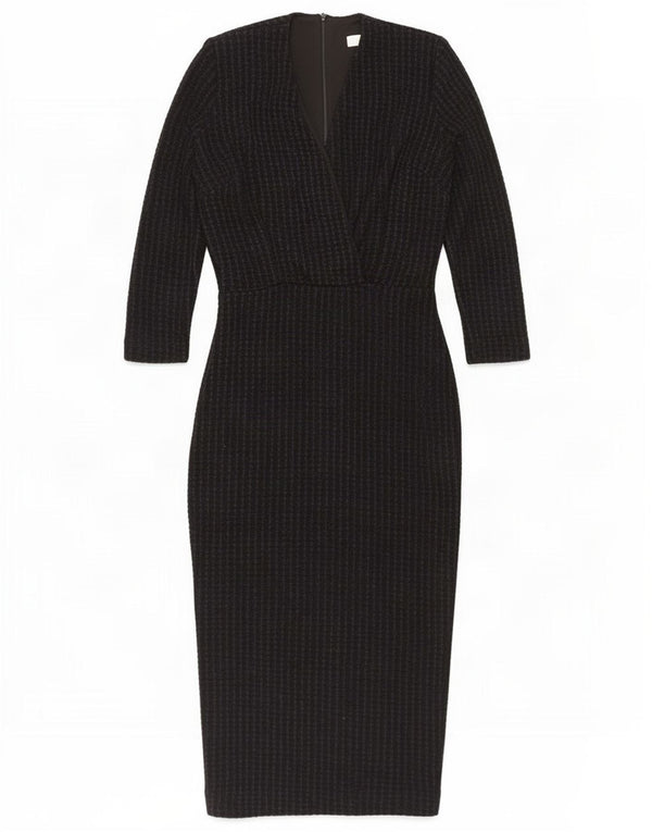 Reiss Womens 3/4 Sleeve Bodycon Dress UK 6 XS Black Striped Lyocell
