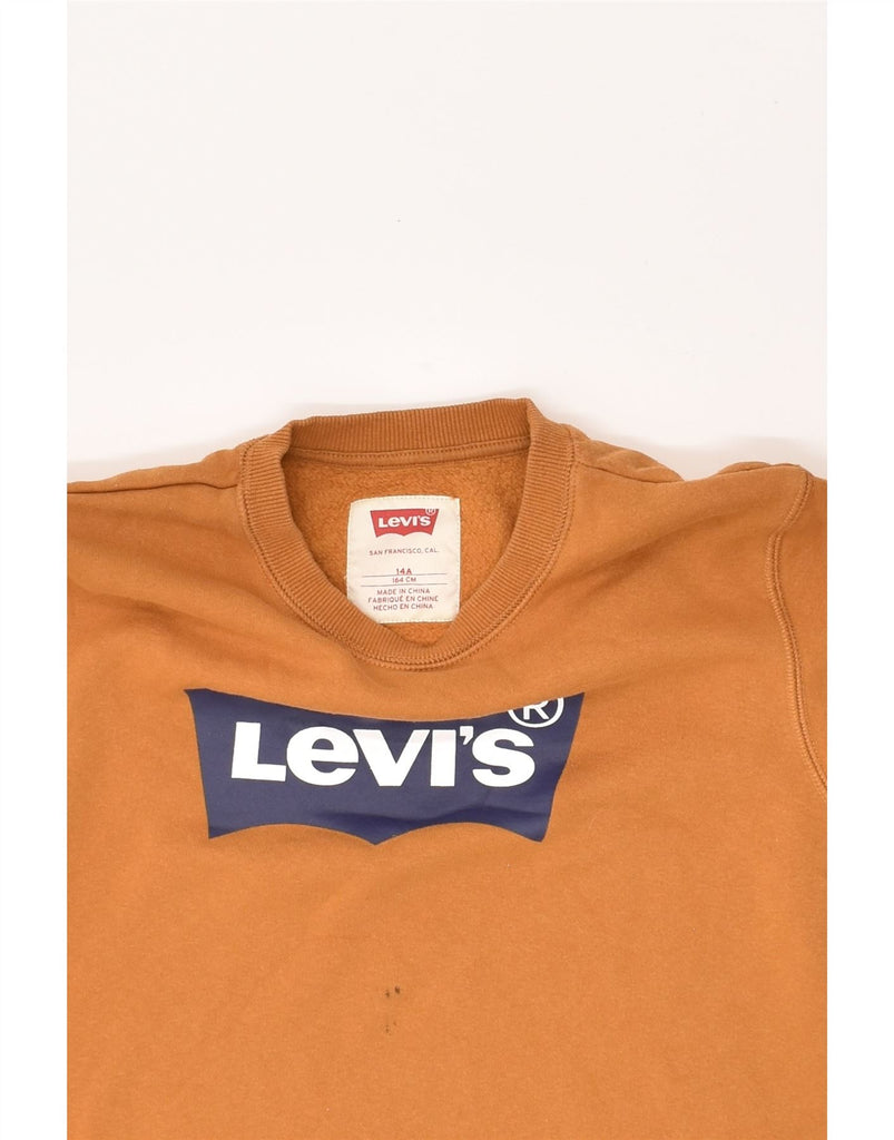 LEVI'S Boys Graphic Sweatshirt Jumper 13-14 Years Orange Cotton | Vintage Levi's | Thrift | Second-Hand Levi's | Used Clothing | Messina Hembry 