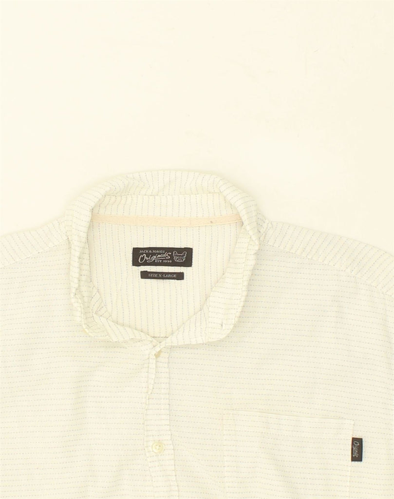 JACK & JONES Mens Short Sleeve Shirt XL White Striped Cotton | Vintage Jack & Jones | Thrift | Second-Hand Jack & Jones | Used Clothing | Messina Hembry 