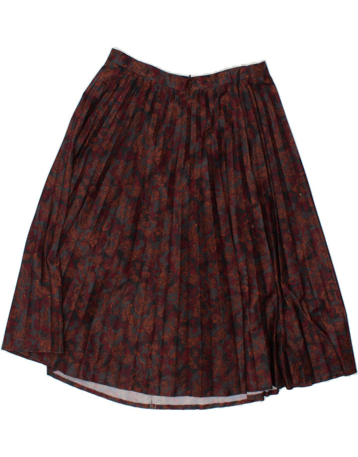 VINTAGE Womens Abstract Pattern Pleated A-Line Skirt W32 Large Brown Vintage Vintage and Second-Hand Vintage from Messina Hembry 