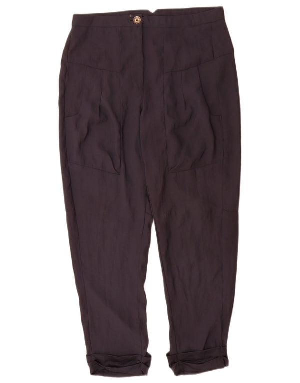 Topshop Womens Straight Casual Trousers UK 6 XS W26 L26 Navy Blue Polyester