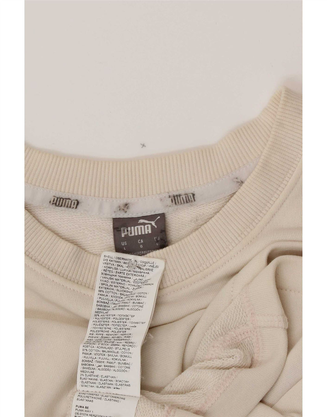 Puma Womens Oversized Crop Graphic Sweatshirt Jumper UK 16 Large Beige