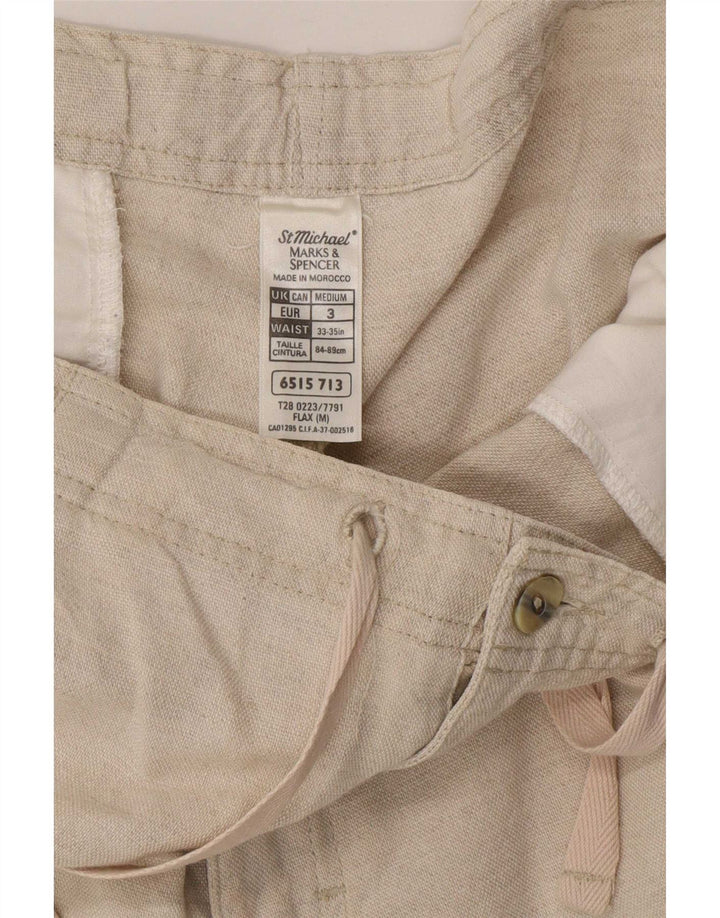 Marks & Spencer Womens Pegged Chino Shorts Medium W34  Beige Linen