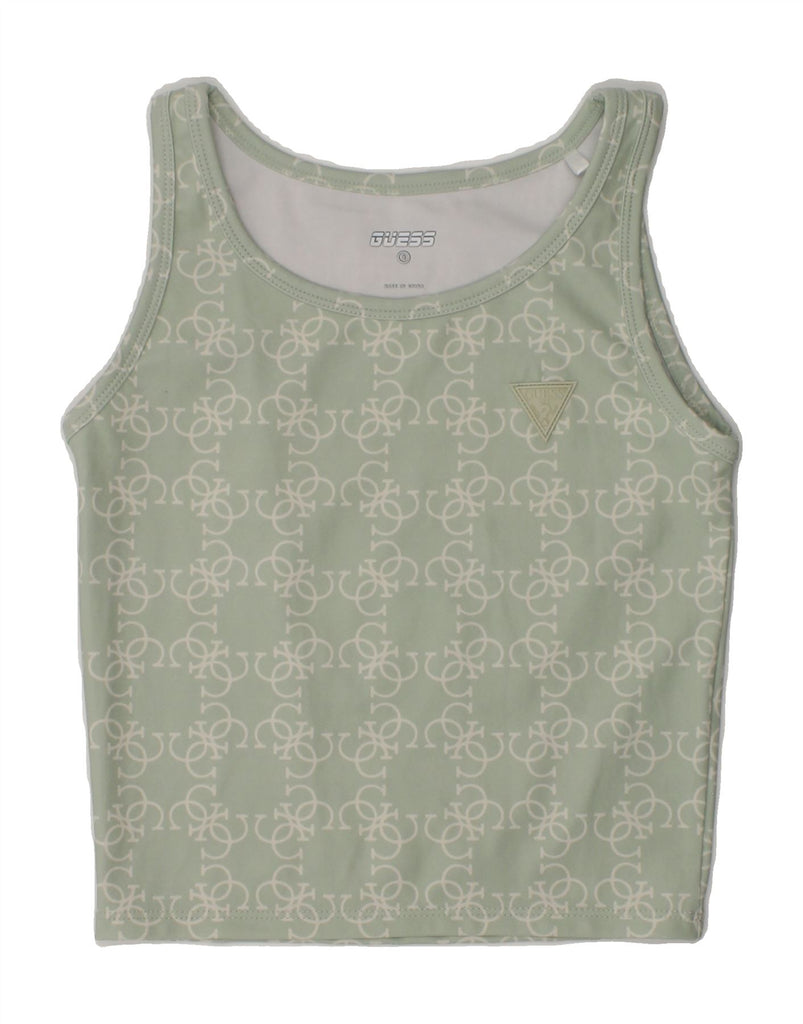 GUESS Girls Graphic Vest Top 7-8 Years Green Geometric Polyester | Vintage Guess | Thrift | Second-Hand Guess | Used Clothing | Messina Hembry 