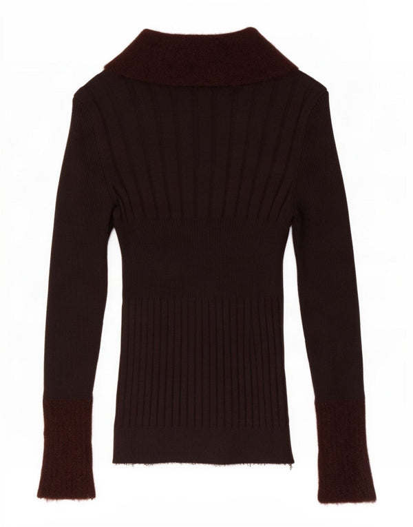 Trussardi Jeans Womens Cardigan Sweater UK 12 Medium Brown