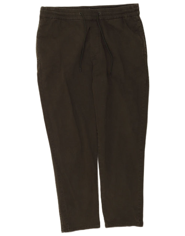 Zara Mens Tapered Chino Trousers Large W32 L26 Khaki Cotton