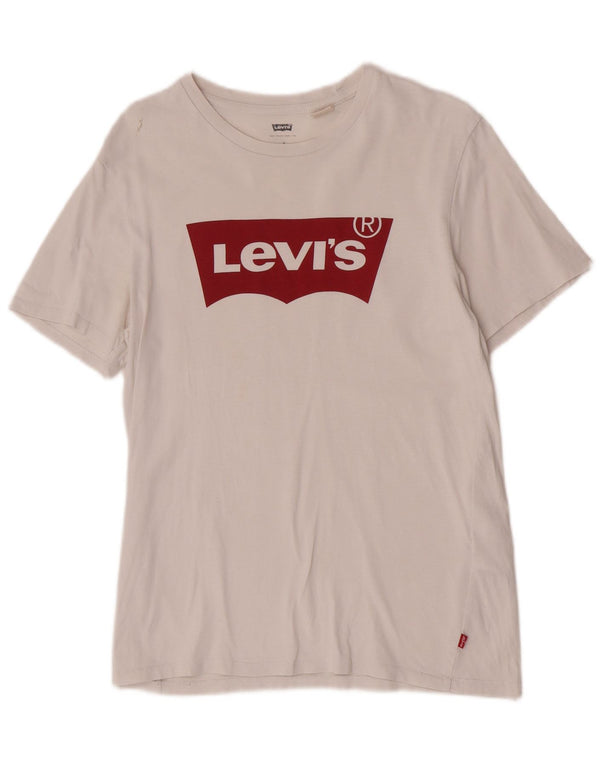 Levi's Mens Regular Fit Graphic T-Shirt Top Small White Cotton Logo